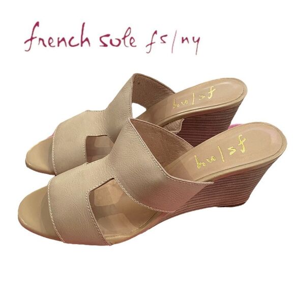French Sole FS/NY Dylan Women's Beige Nappa Leather Wedge Sandals NEW 10 - Picture 1 of 6